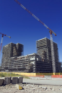 Scaffolding on a construction site of a new building