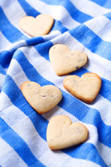 Lavender cookies on color napkin background