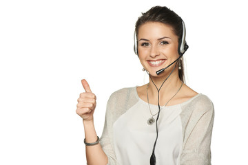 Headset woman call center operator
