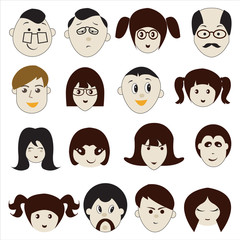People  Faces Icons - Illustration