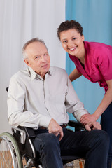 Disabled man and nurse