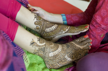 applying henna , bride, wedding ,Rajasthan, India