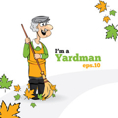 Old yardman character illustration