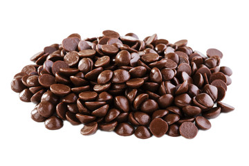chocolate drops on a white background