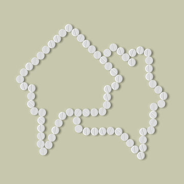 pills concept: house, building, speech, bubble