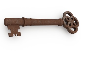 Digitally generated rusty old key