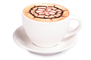 Cappuccino cup with drawing on scum