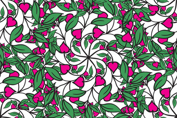 Abstract seamless vector texture with leaves