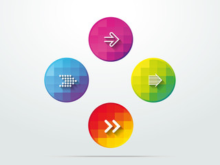 Color button arrows info graphic web icon