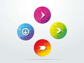 Color button arrows info graphic web icon
