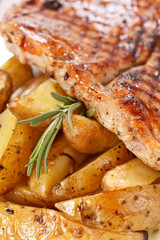 grilled steak with potatoes