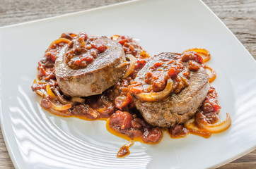 Angus Beef Steaks With Roasted Tomato Sauce