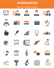 Education icons,orange version,vector