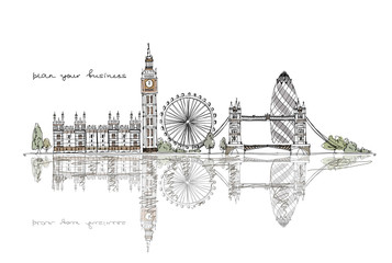 Fototapeta premium London, sketch collection