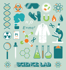 Fototapeta na wymiar Vector Set: Science Lab Icons and Objects
