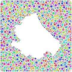 Map of Abruzzo - Italy - in a mosaic of harlequin bubbles