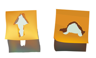 Ripped paper design on the note paper