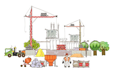 Building site with cranes