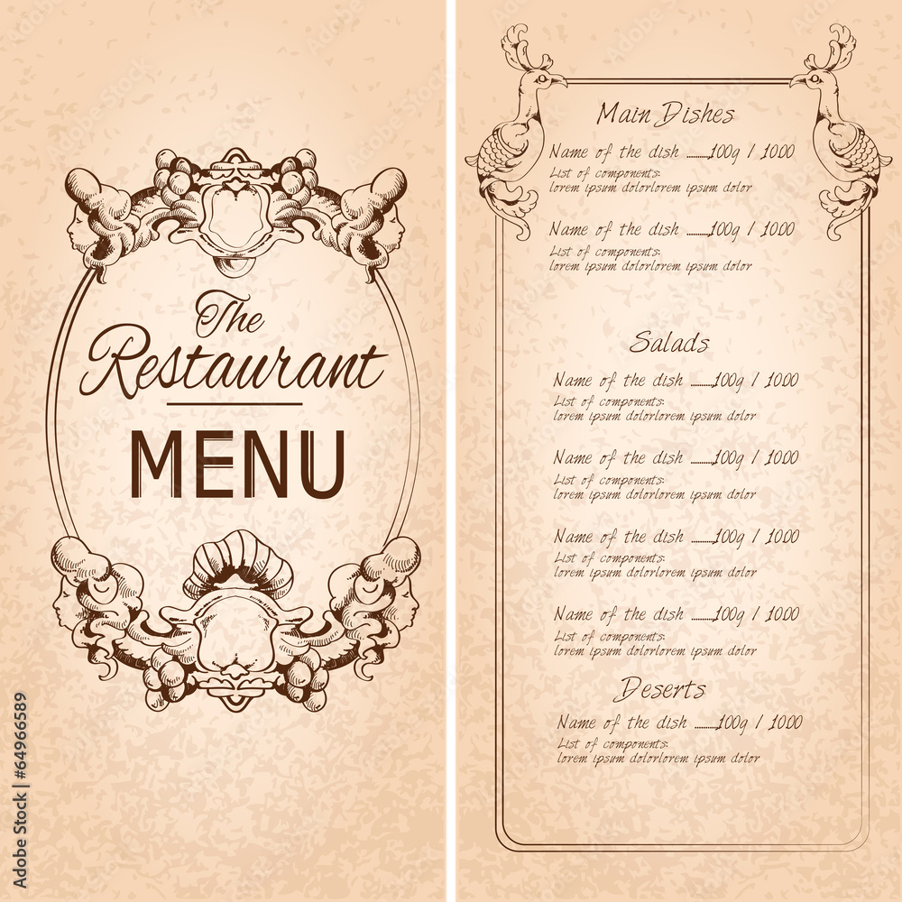 Canvas Prints restaurant menu template