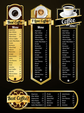 Coffee menu templates