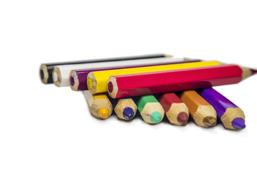 Obraz premium Two rows of colored pencils