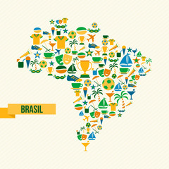 Soccer icons Brazil map