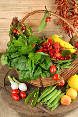 cesto in verticale frutta e verdura