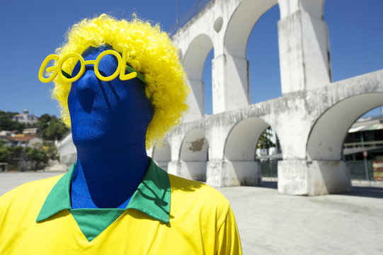 Blue Brazilian Football Player Fan Goal Glasss Rio