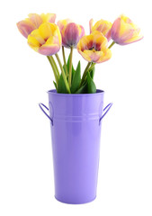 Naklejka na ściany i meble Yellow and purple tulips