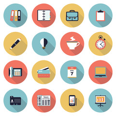 Business modern flat color icons.