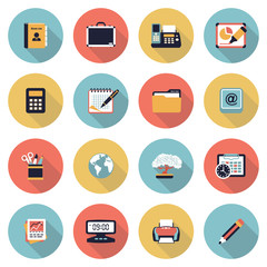 Business modern flat color icons.