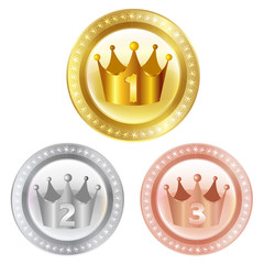 王冠　クラウン　メダル - obrazy, fototapety, plakaty
