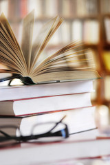 books with glasses