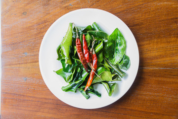 Chili and Kaffir lime leaves
