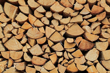 Background of Chopped and Stacked Firewood