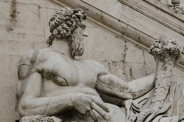 Ancient Roman allegory of Tiber River. Campidoglio, Rome, Italy