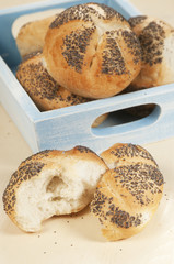 Several Buns with poppy seeds