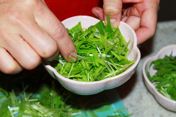 水菜の盛り付け