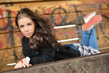 Young woman outdoors portrait.