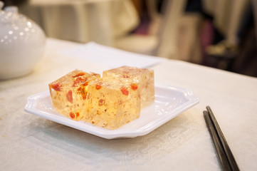 Osmanthus and goji berry dessert at Hong Kong dim sum restaurant