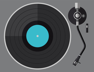 Vinyl turntable, flat design