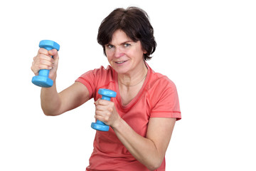 Naklejka premium Woman with dumbbells during sport