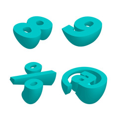 Abstract alphabet vector 3D numbers