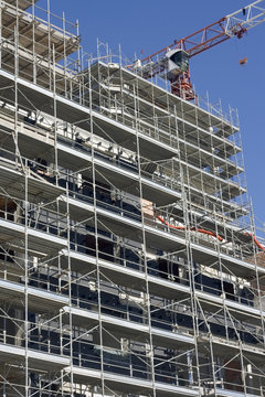 Scaffolding on a construction site of a new building