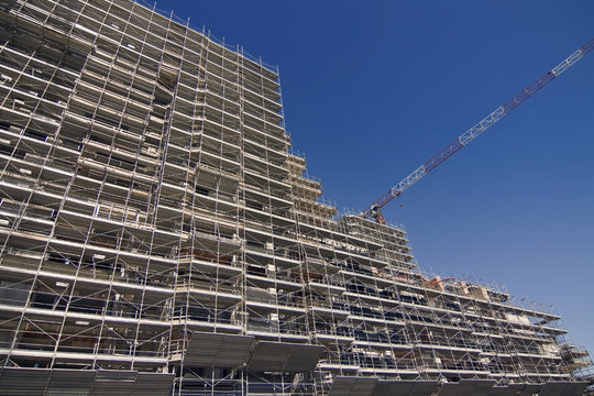 Scaffolding on a construction site of a new building