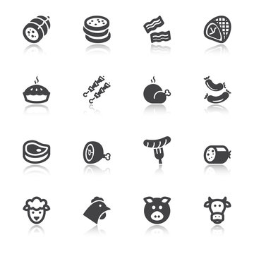 Meat flat icons with reflection