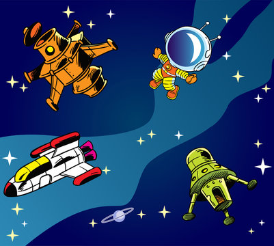 cartoon spaceships