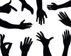 Black silhouettes of hands, vector
