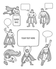 Male superhero icons sketch