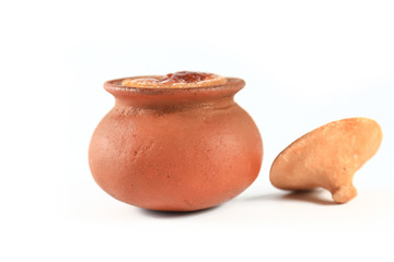 Thai dessert in clay pots